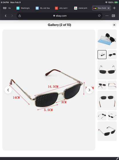 Unisex Reading Style Pinhole Glasses for Eye Strength & Fatigue Relief Gold Alloy Framed