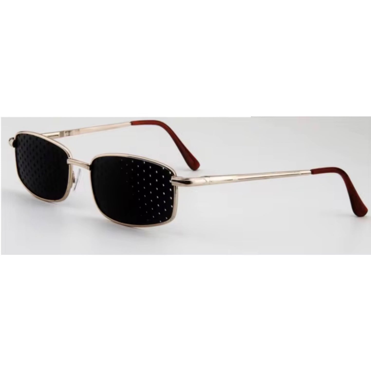 Unisex Reading Style Pinhole Glasses for Eye Strength & Fatigue Relief Gold Alloy Framed