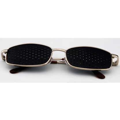 Unisex Reading Style Pinhole Glasses for Eye Strength & Fatigue Relief Gold Alloy Framed